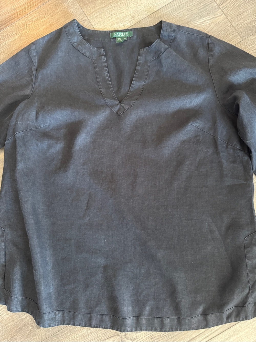 Ralph Lauren 1X Distressed Black 100% Linen Tunic - Picture 14 of 15